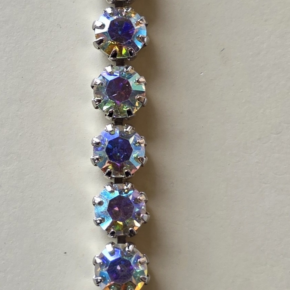 Vintage WEISS Aurora Borealis Silver Tone Bracelet. Signed